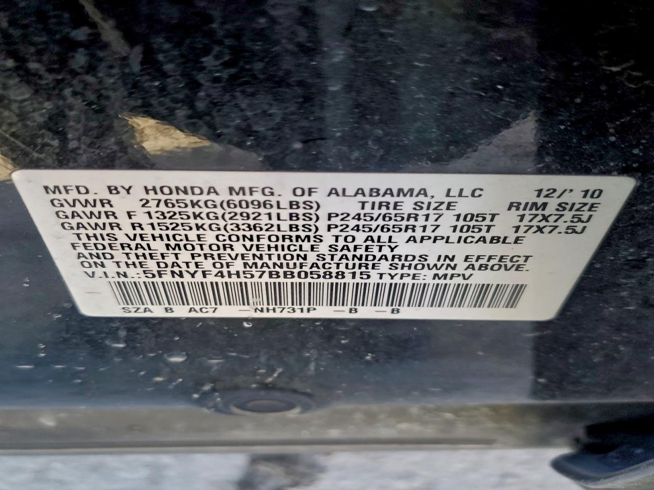 2011 HONDA PILOT