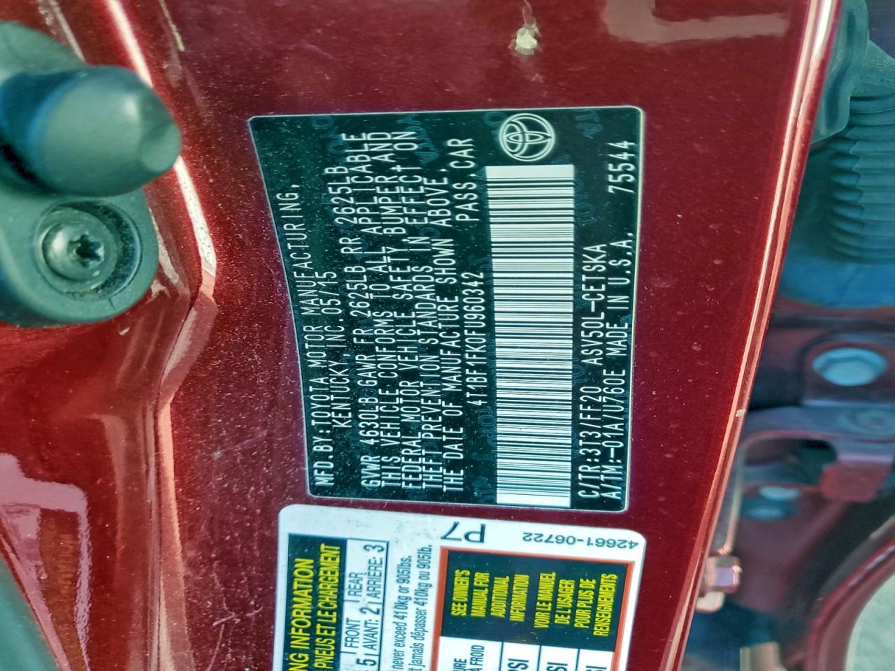 2015 TOYOTA CAMRY