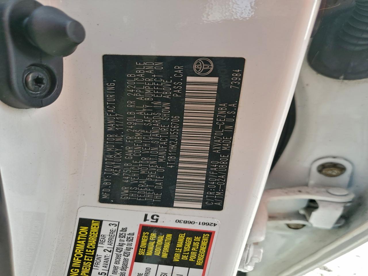 2018 TOYOTA CAMRY