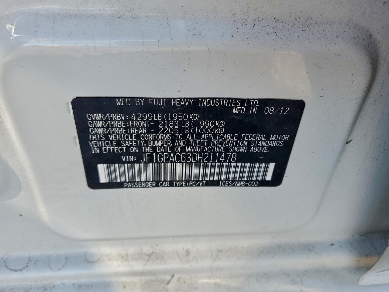 2013 SUBARU IMPREZA