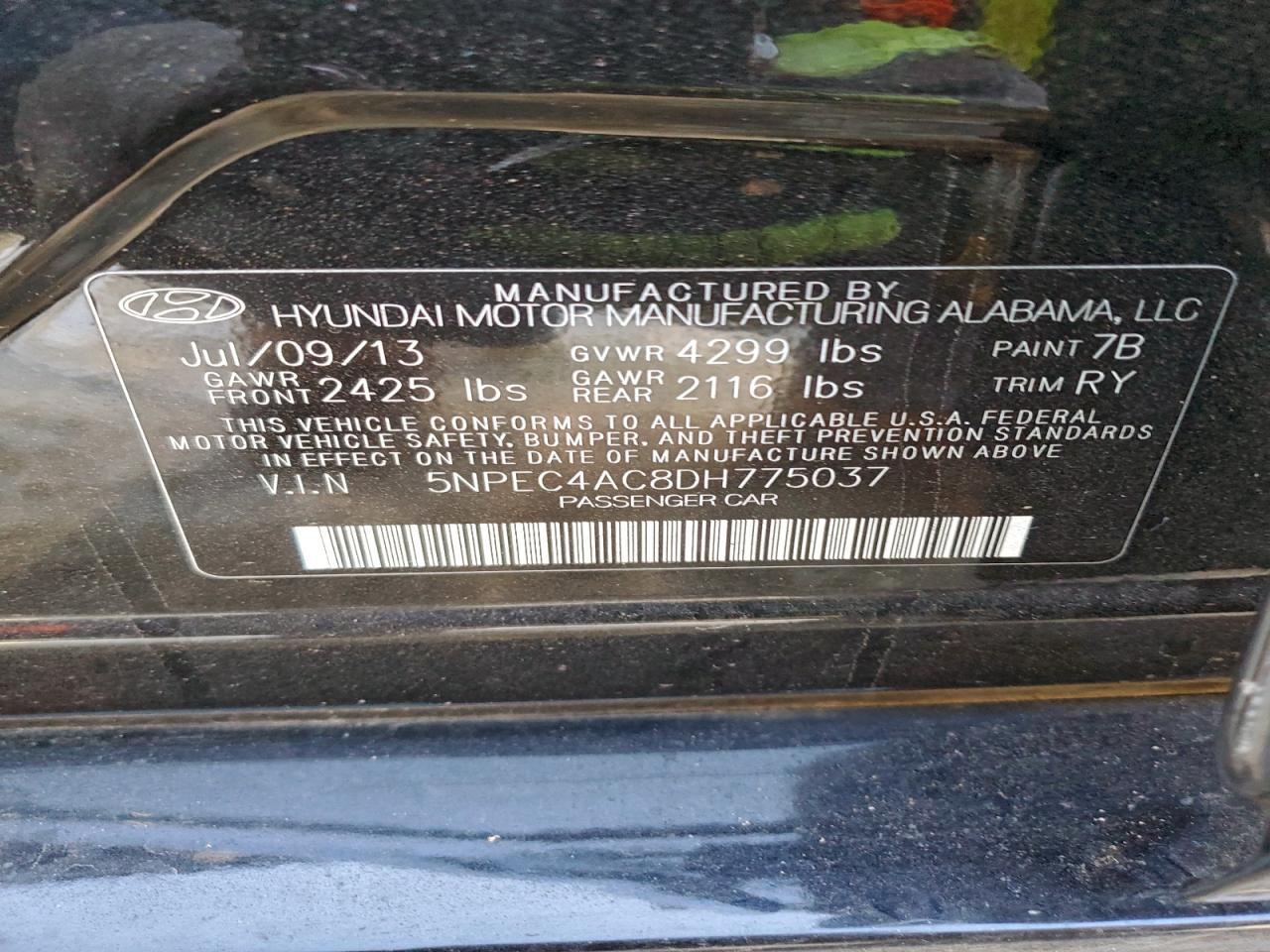 2013 HYUNDAI SONATA