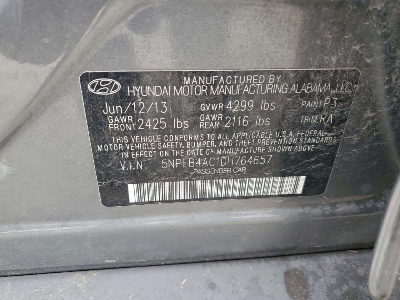 2013 HYUNDAI SONATA