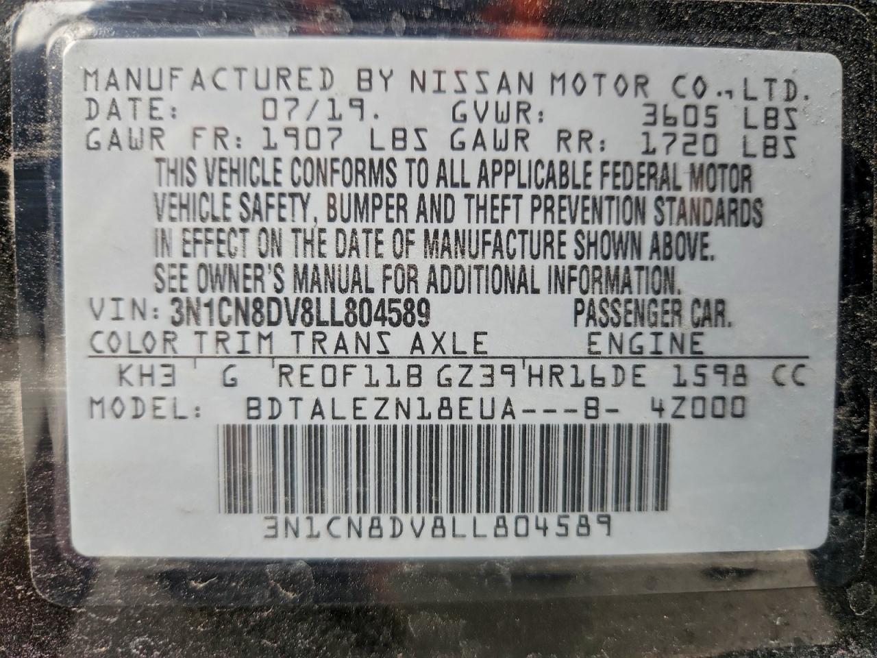 2020 NISSAN VERSA