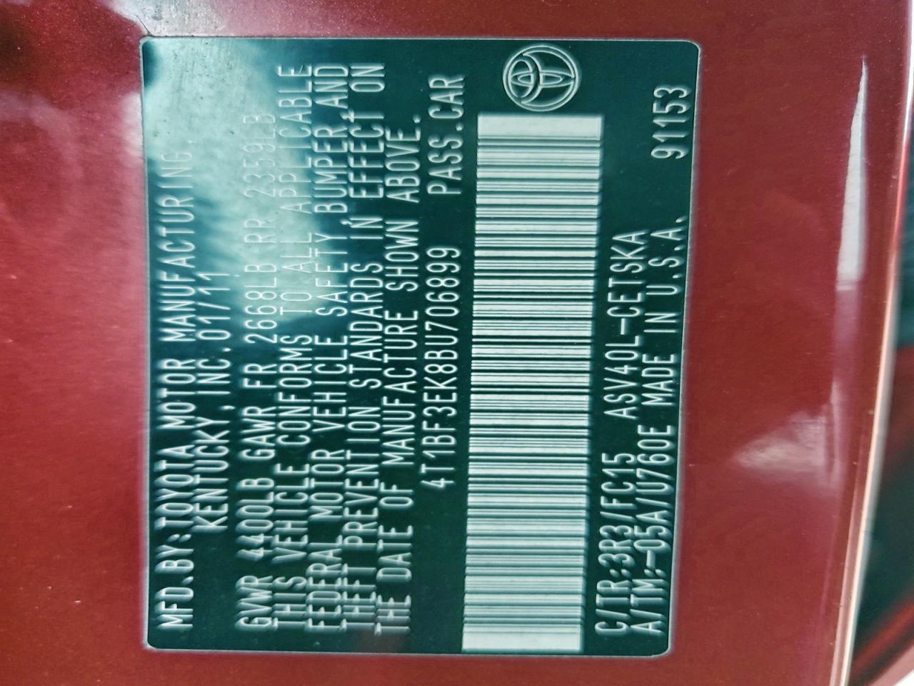 2011 TOYOTA CAMRY