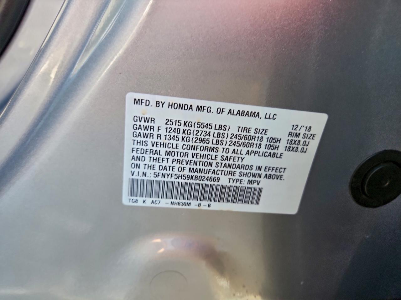 2019 HONDA PILOT