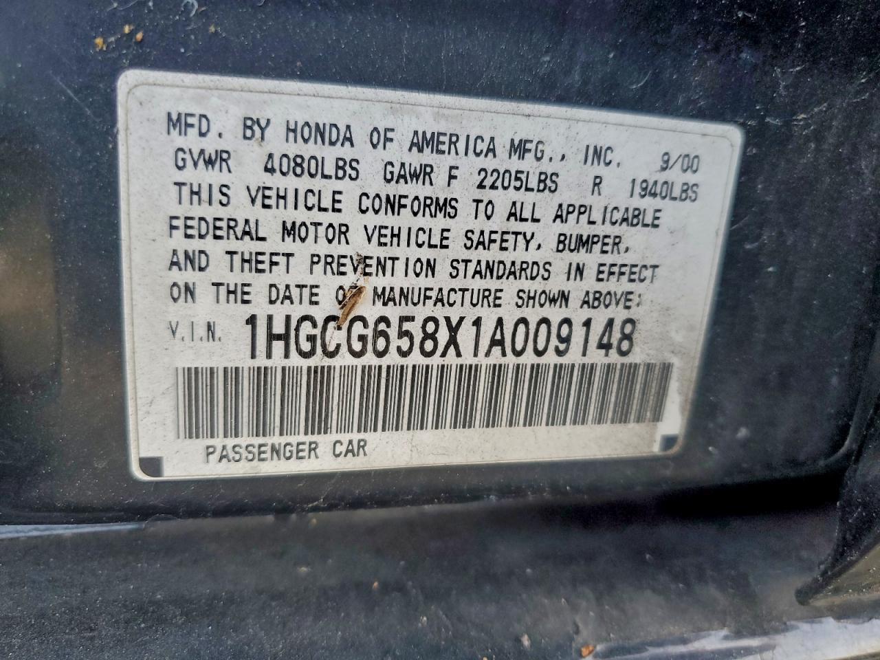 2001 HONDA ACCORD