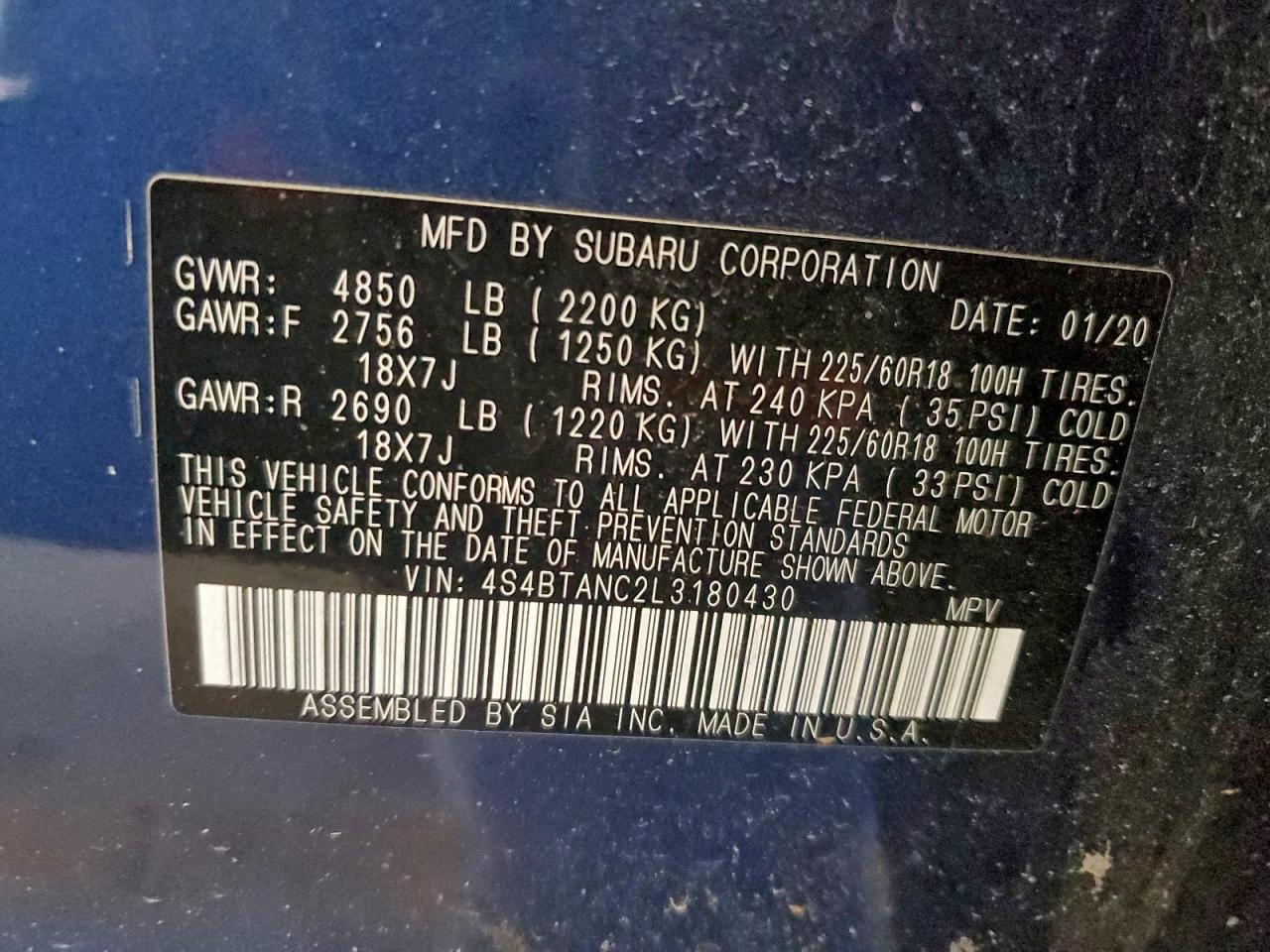 2020 SUBARU Outback