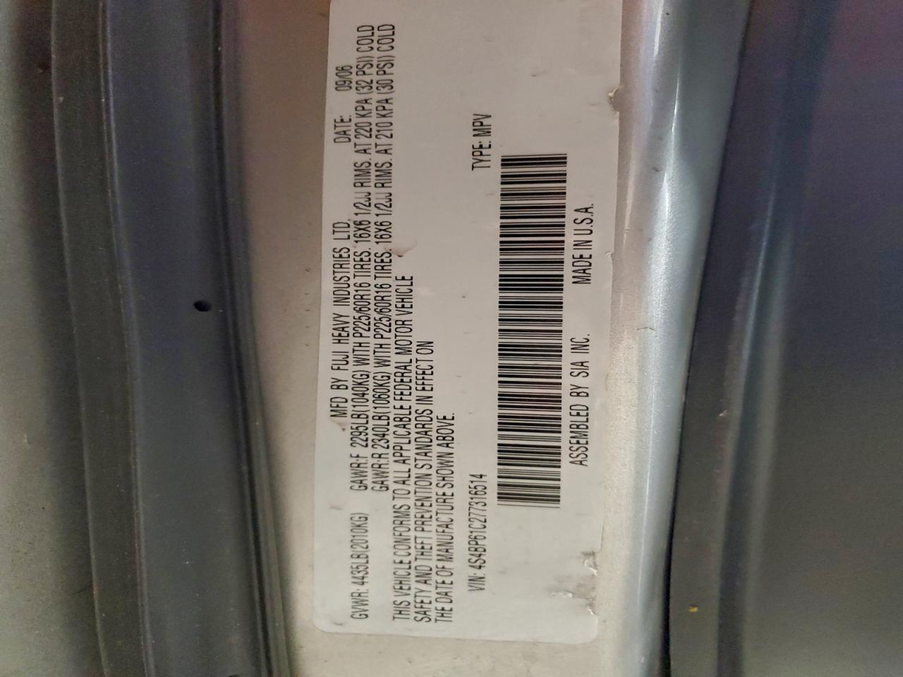 2007 SUBARU Outback