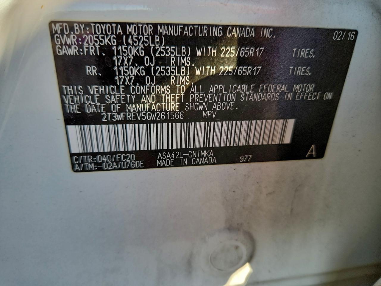 2016 TOYOTA RAV4