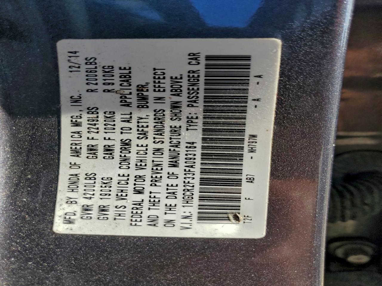 2015 HONDA ACCORD