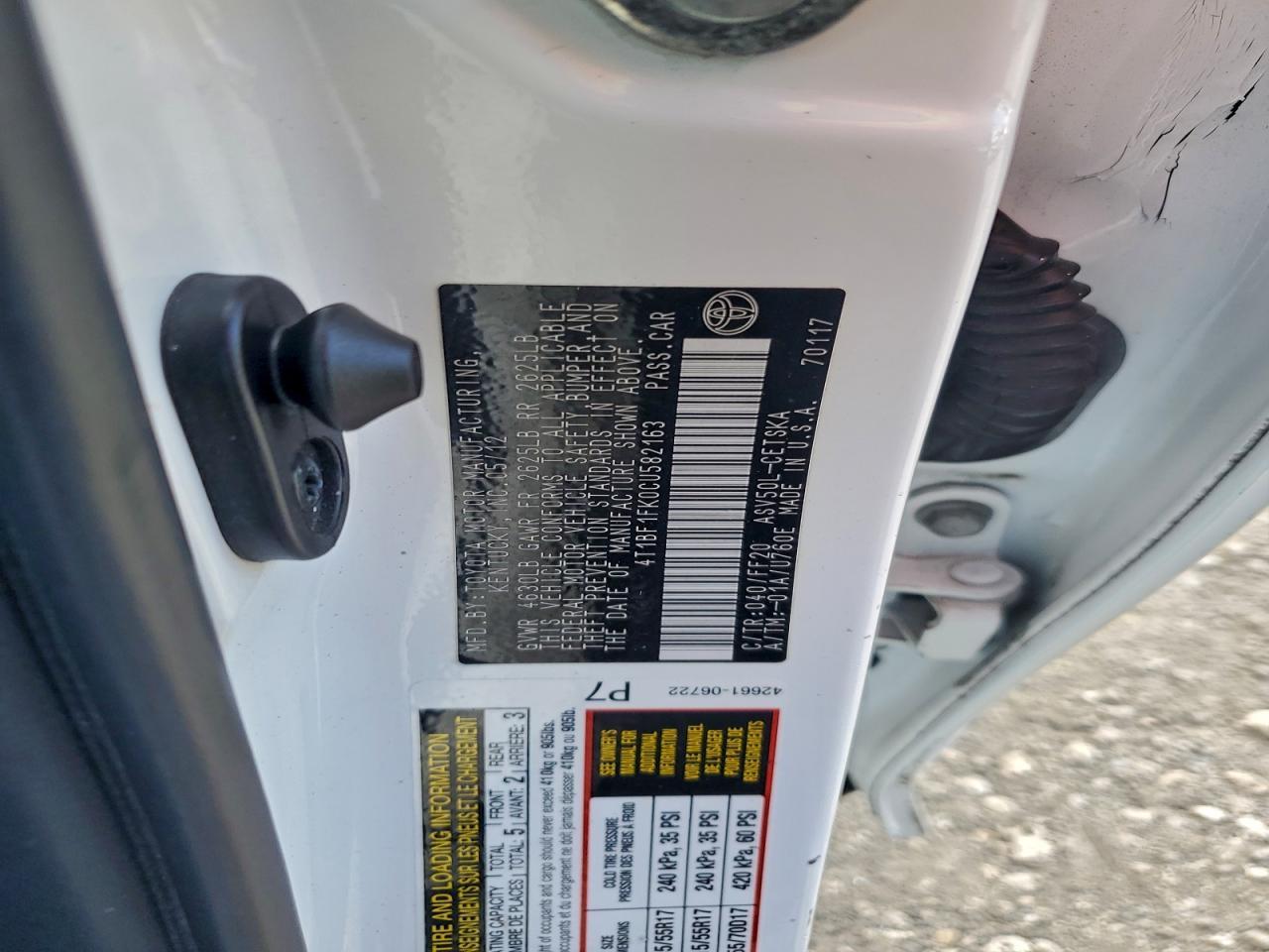 2012 TOYOTA CAMRY