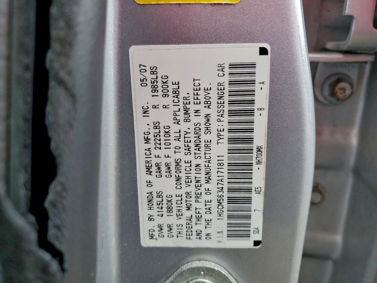 2007 HONDA ACCORD