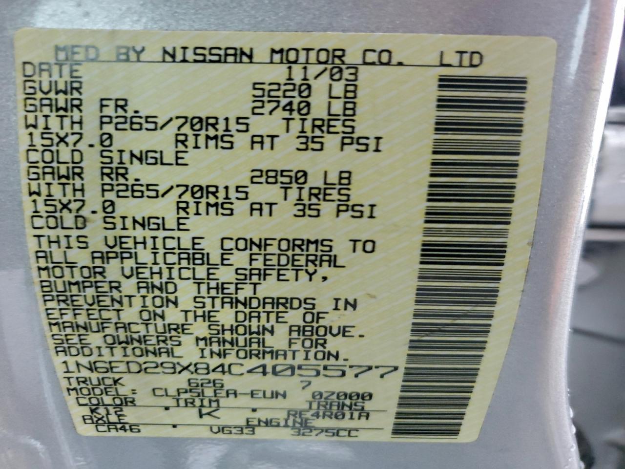 2004 NISSAN Frontier
