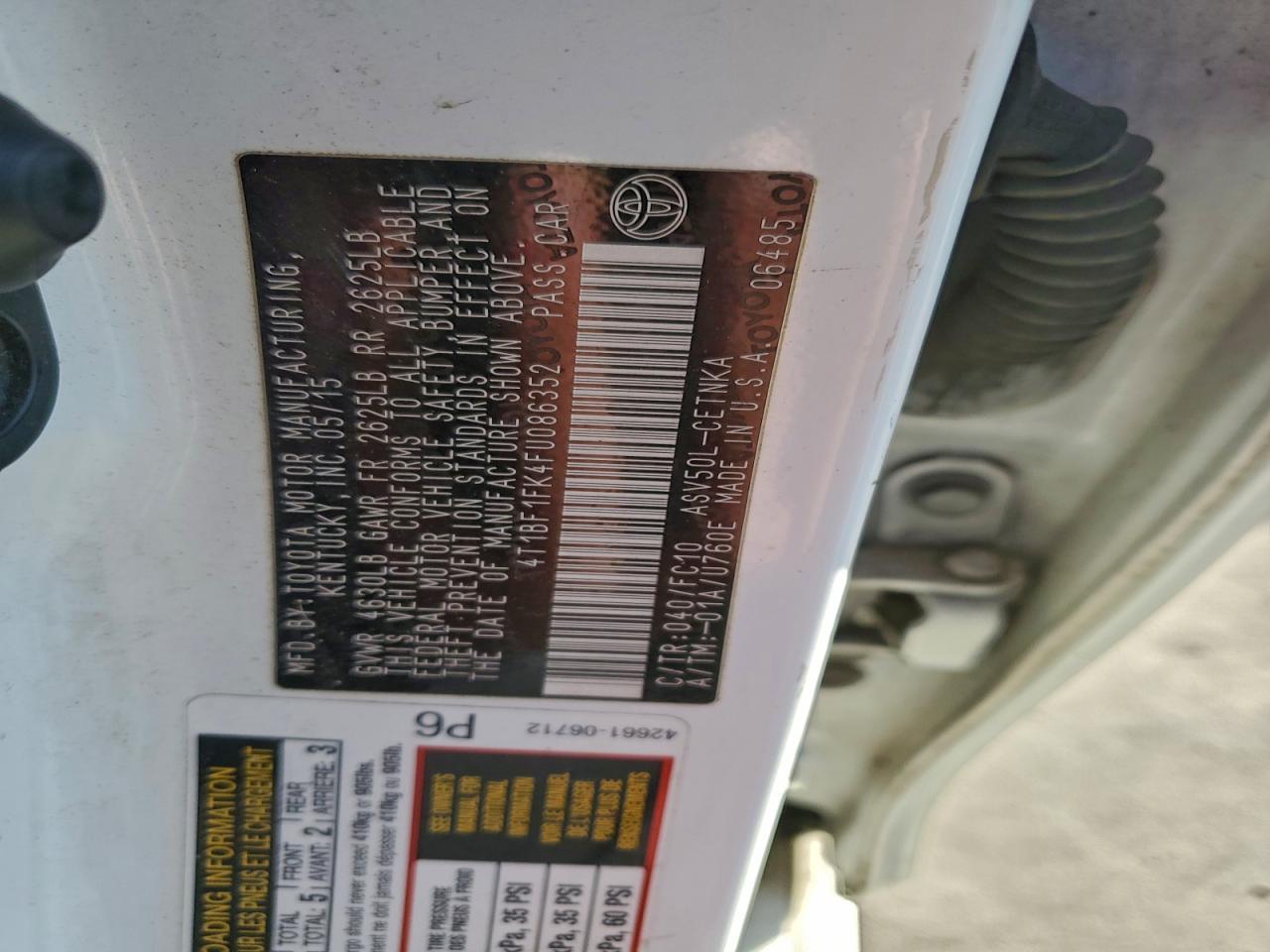 2015 TOYOTA CAMRY