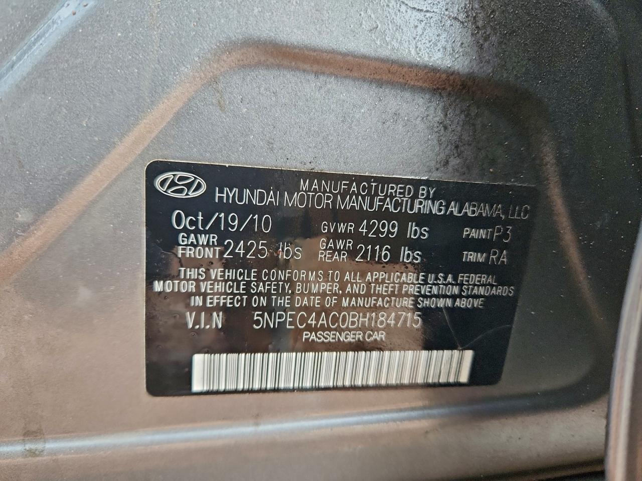 2011 HYUNDAI SONATA