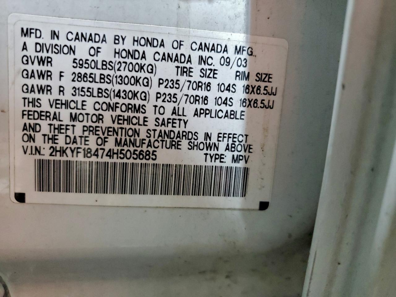 2004 HONDA PILOT