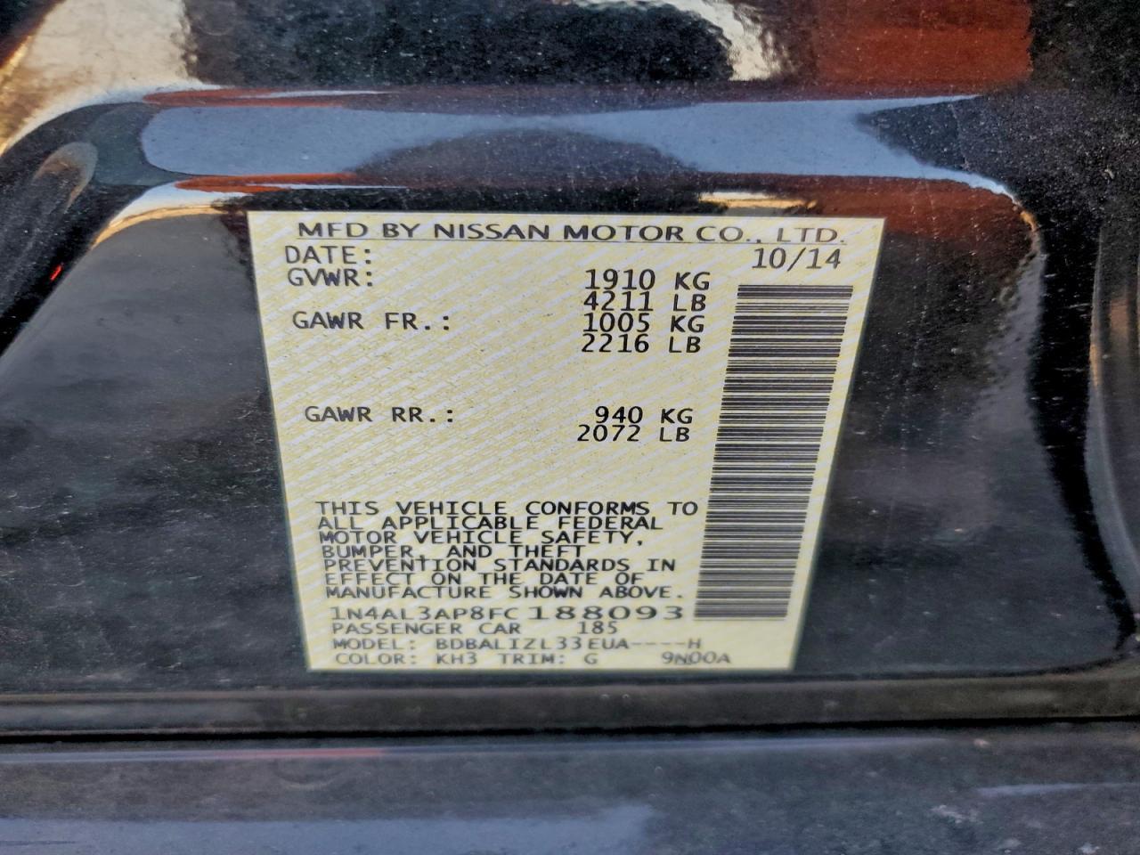 2015 NISSAN ALTIMA