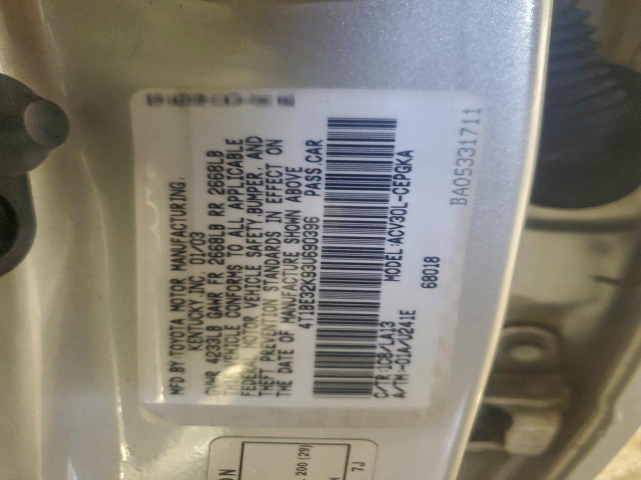 2003 TOYOTA CAMRY