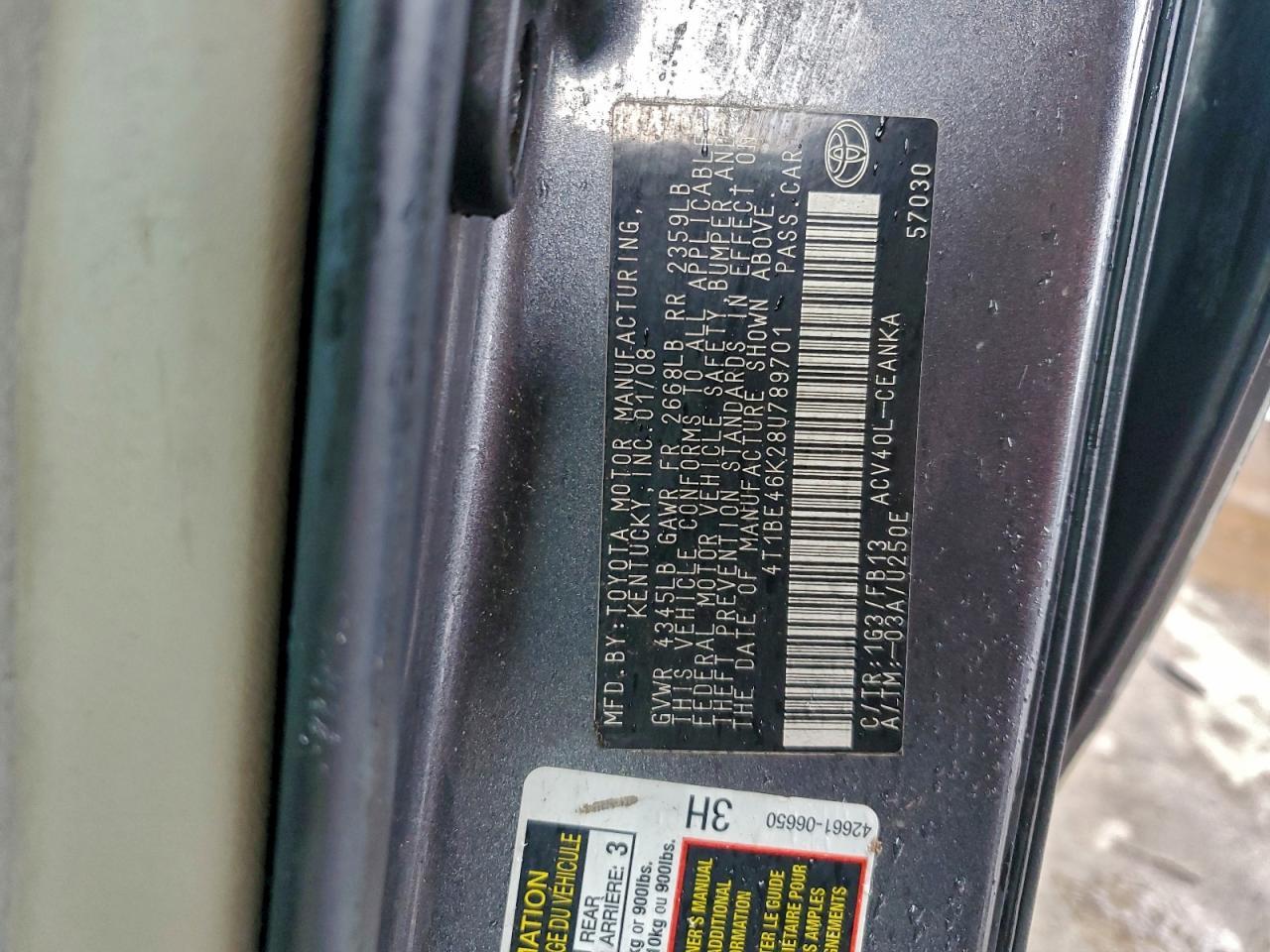 2008 TOYOTA CAMRY