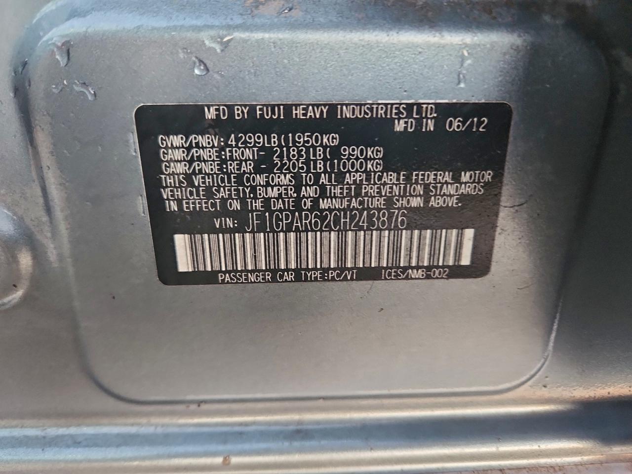 2012 SUBARU IMPREZA