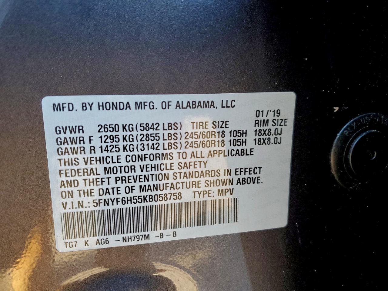 2019 HONDA PILOT