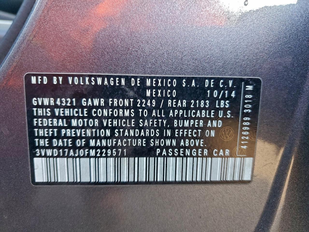 2015 VOLKSWAGEN JETTA