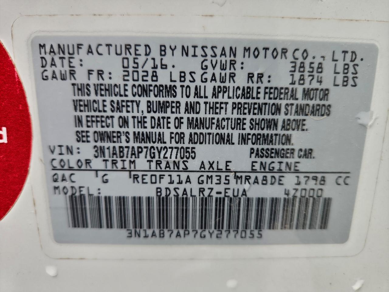 2016 NISSAN SENTRA