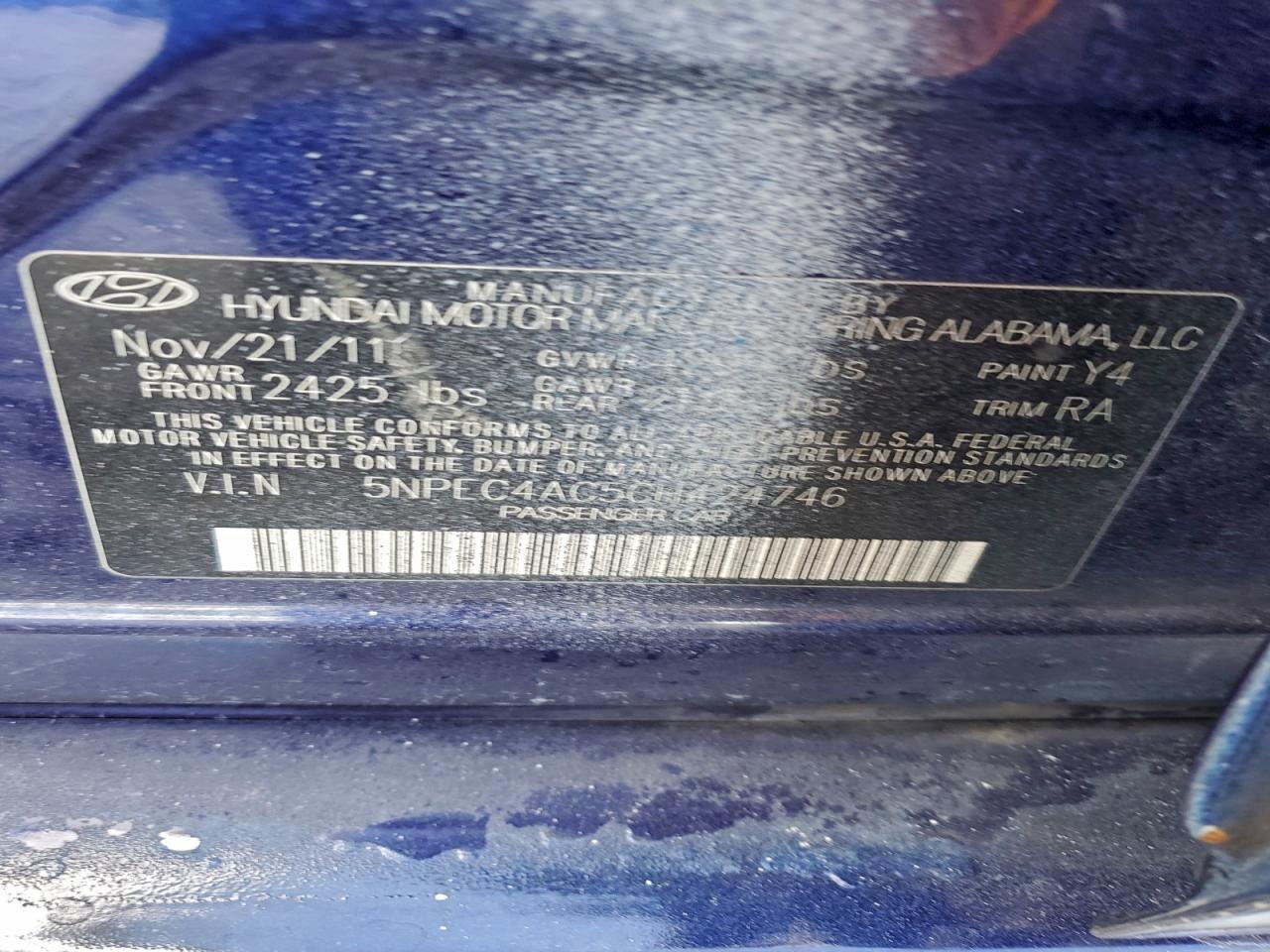 2012 HYUNDAI SONATA