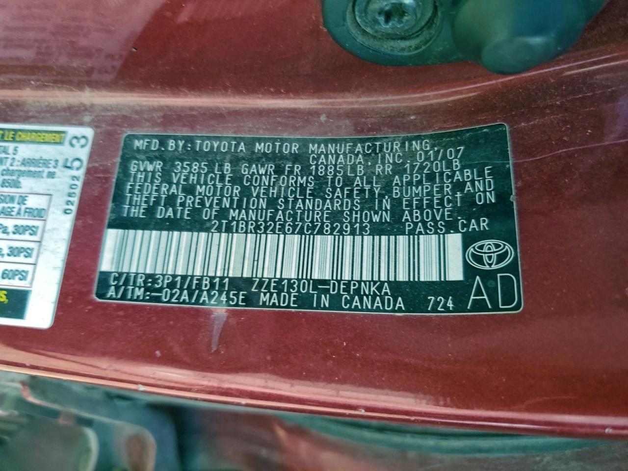 2007 TOYOTA COROLLA