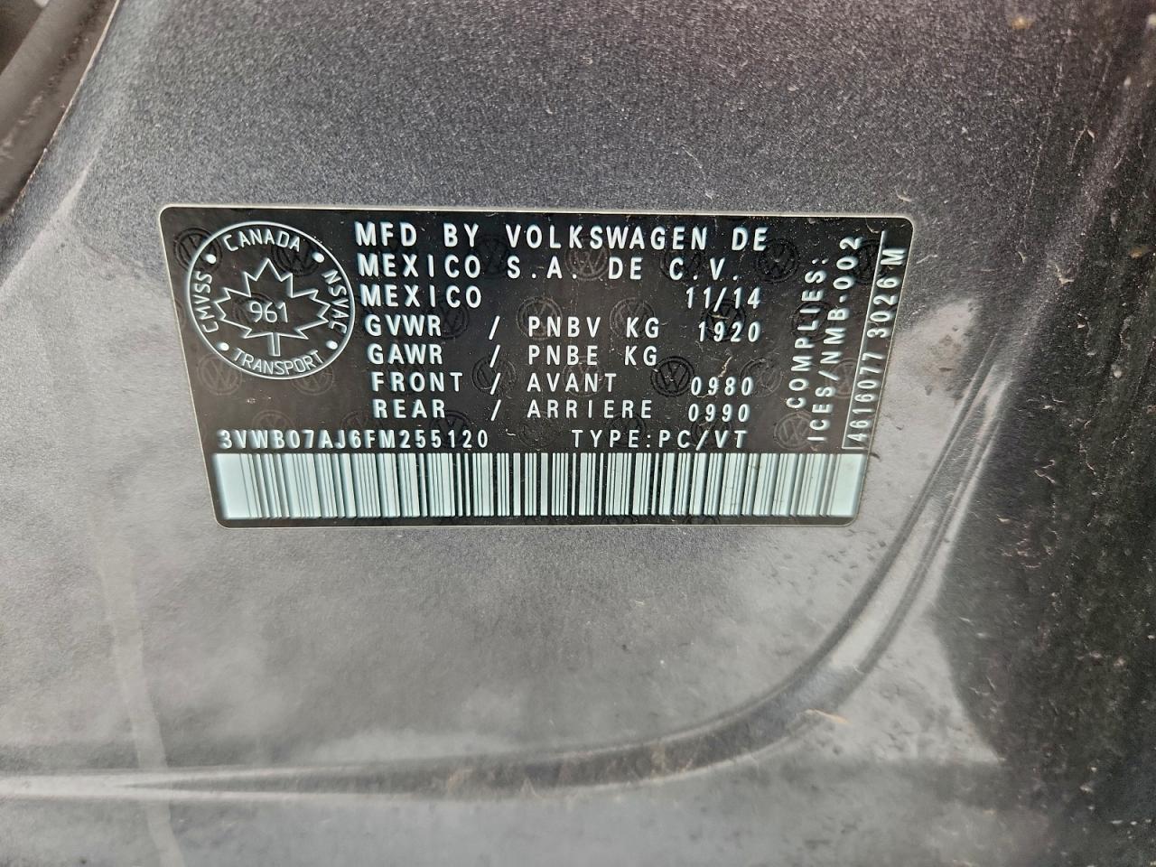 2015 VOLKSWAGEN JETTA