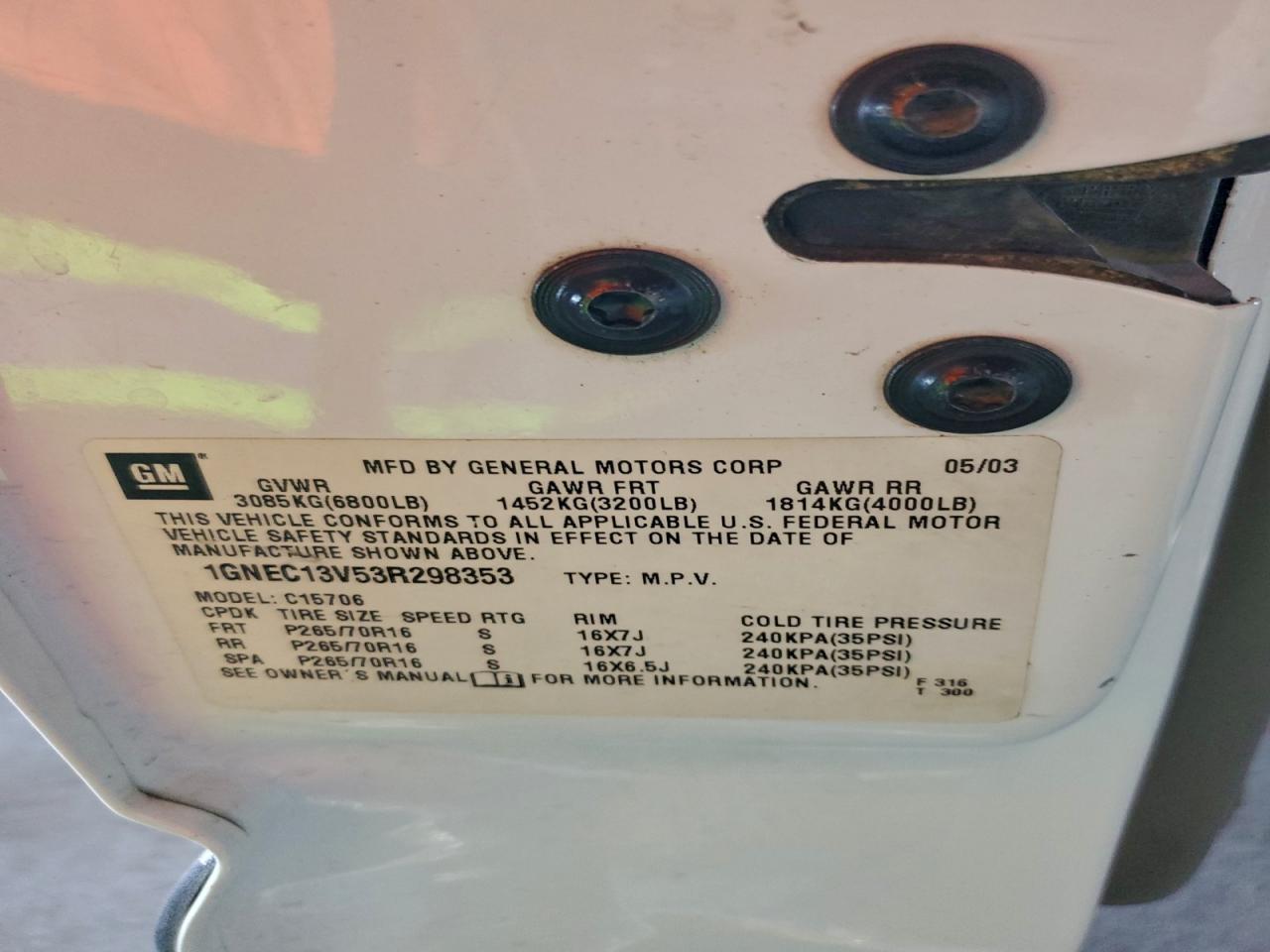 2003 CHEVROLET Tahoe