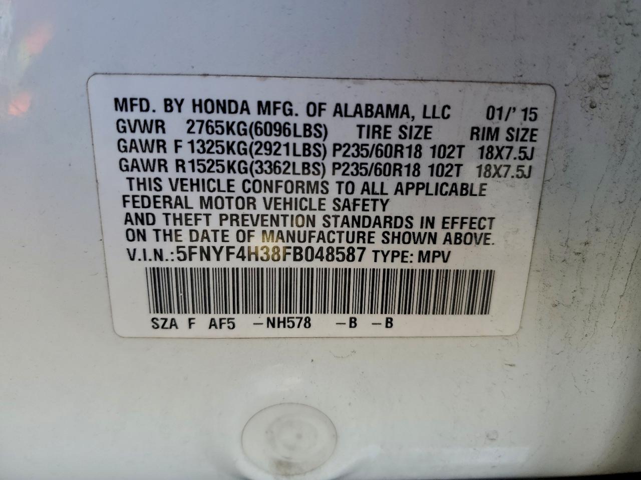 2015 HONDA PILOT