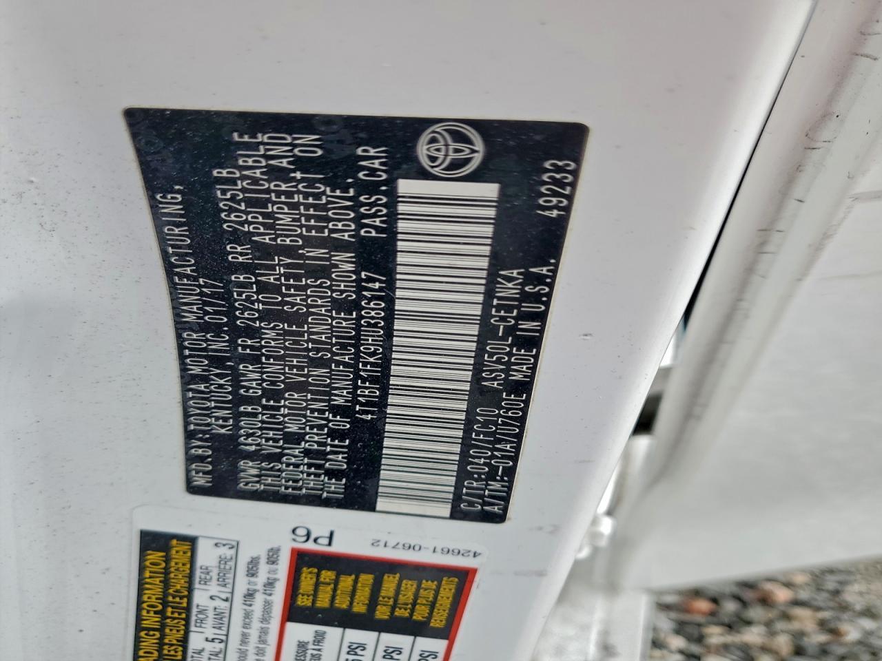 2017 TOYOTA CAMRY