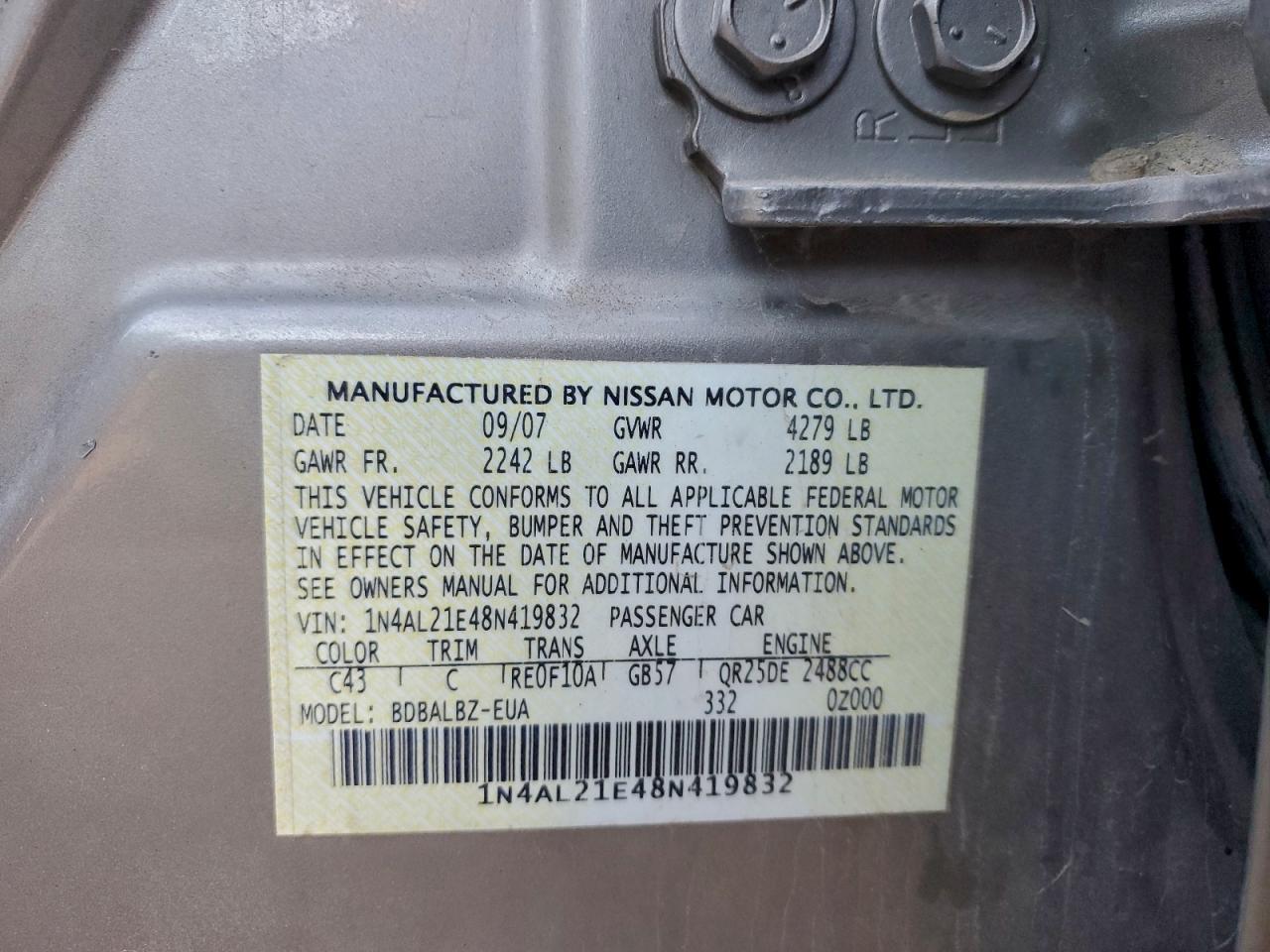 2008 NISSAN ALTIMA