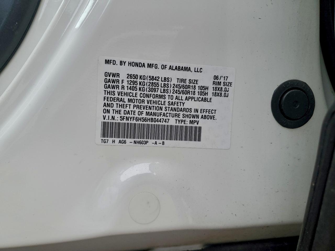 2017 HONDA PILOT