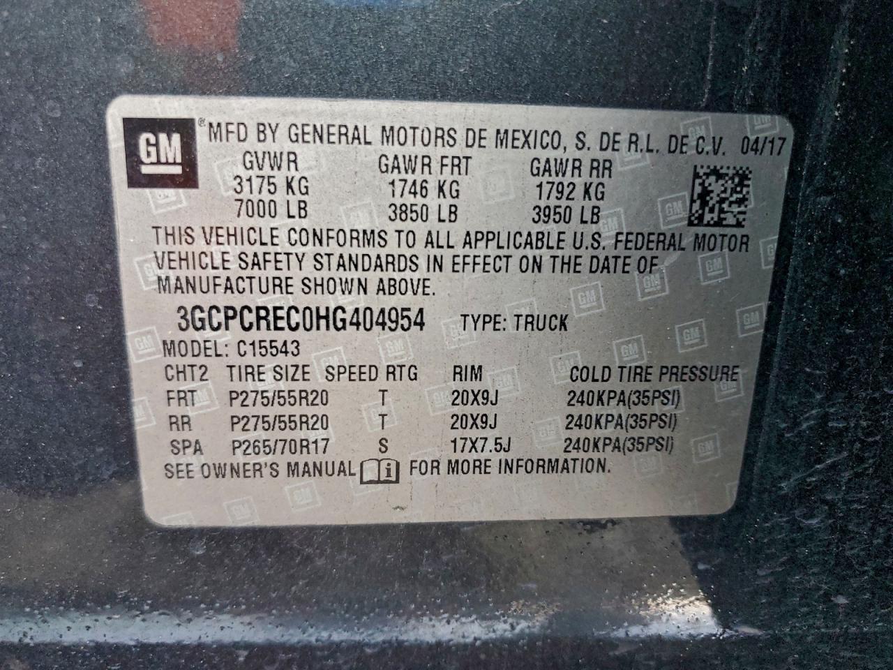 2017 CHEVROLET SILVERADO 1500