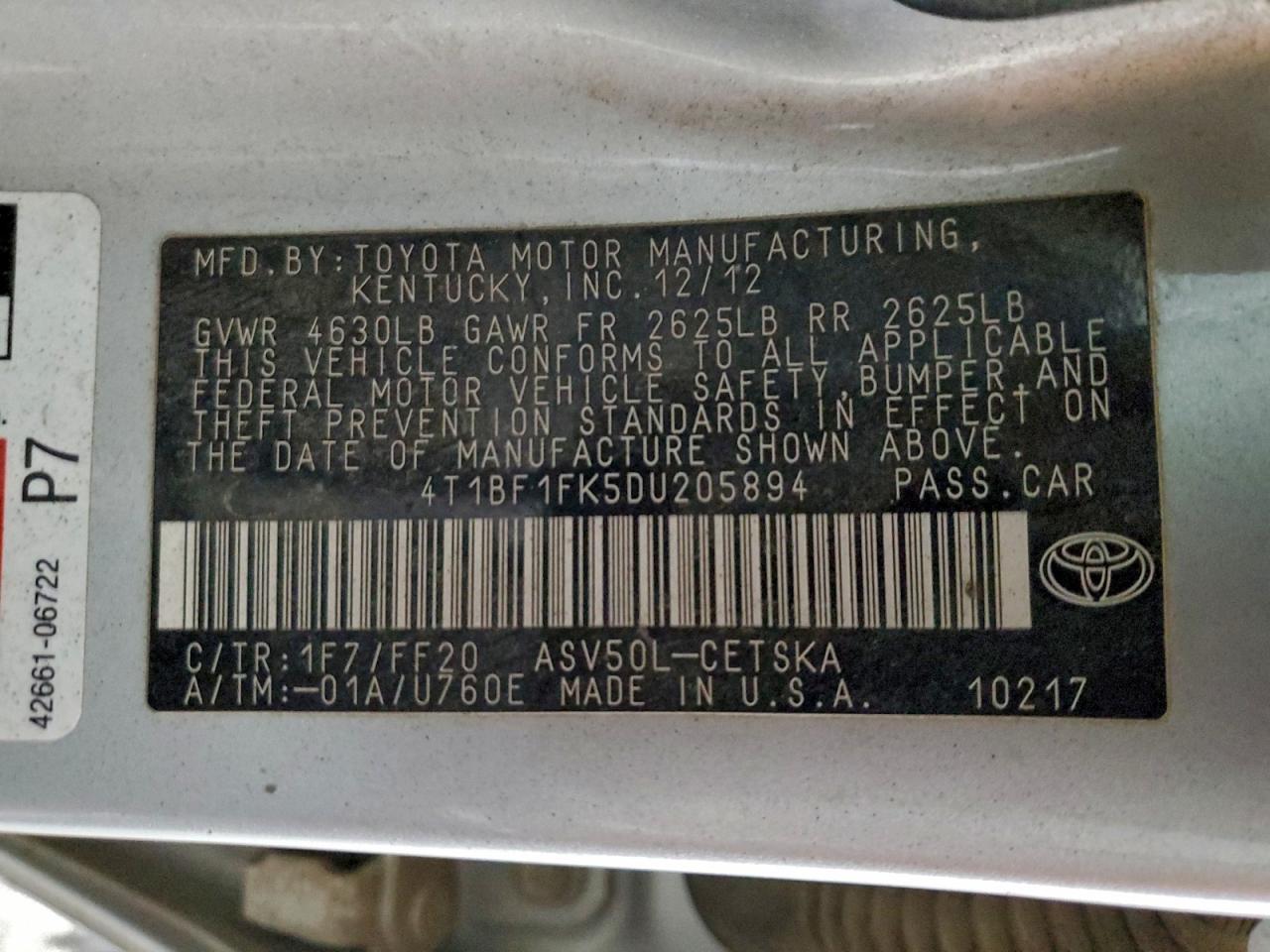 2013 TOYOTA CAMRY