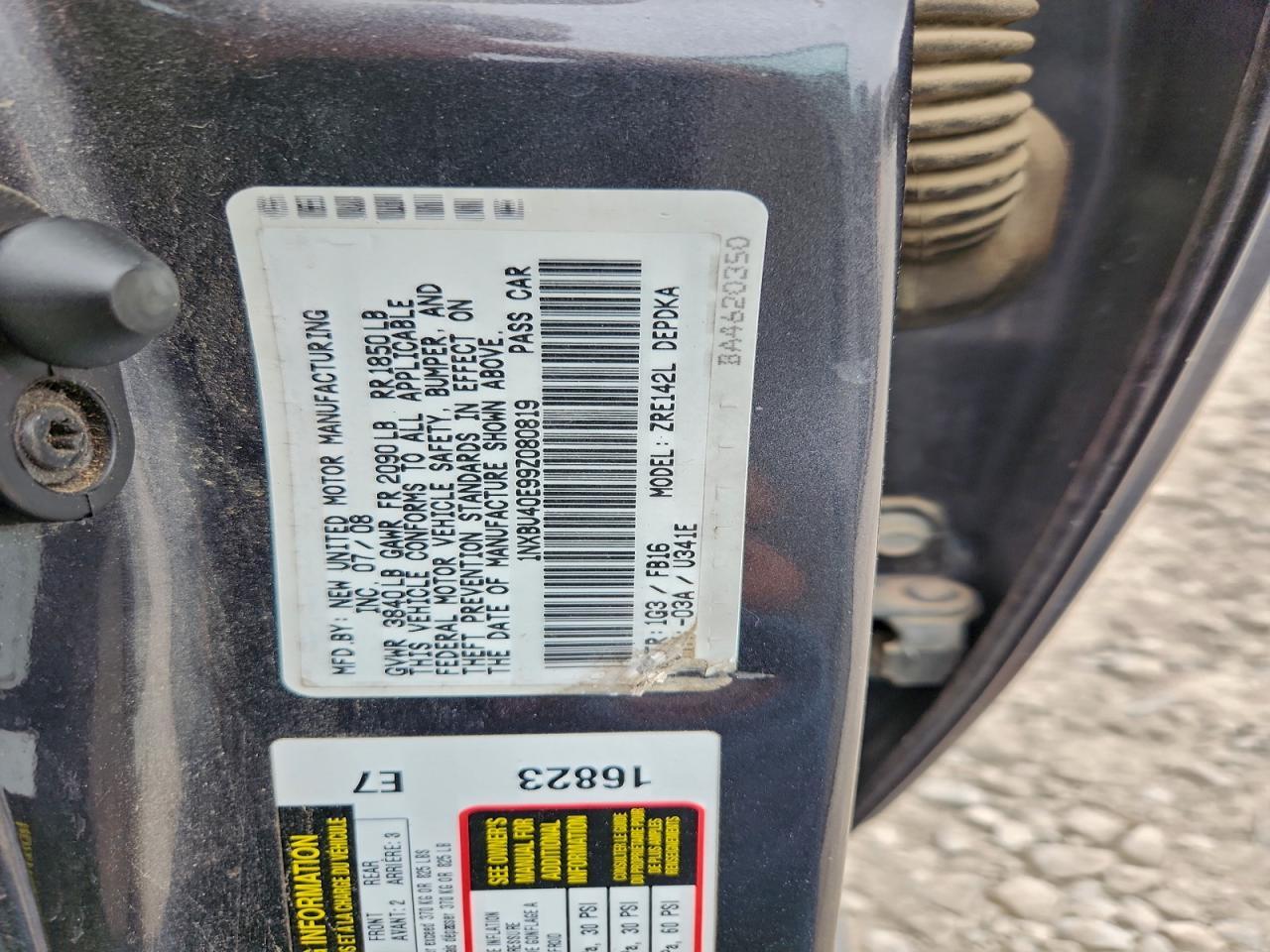 2009 TOYOTA COROLLA
