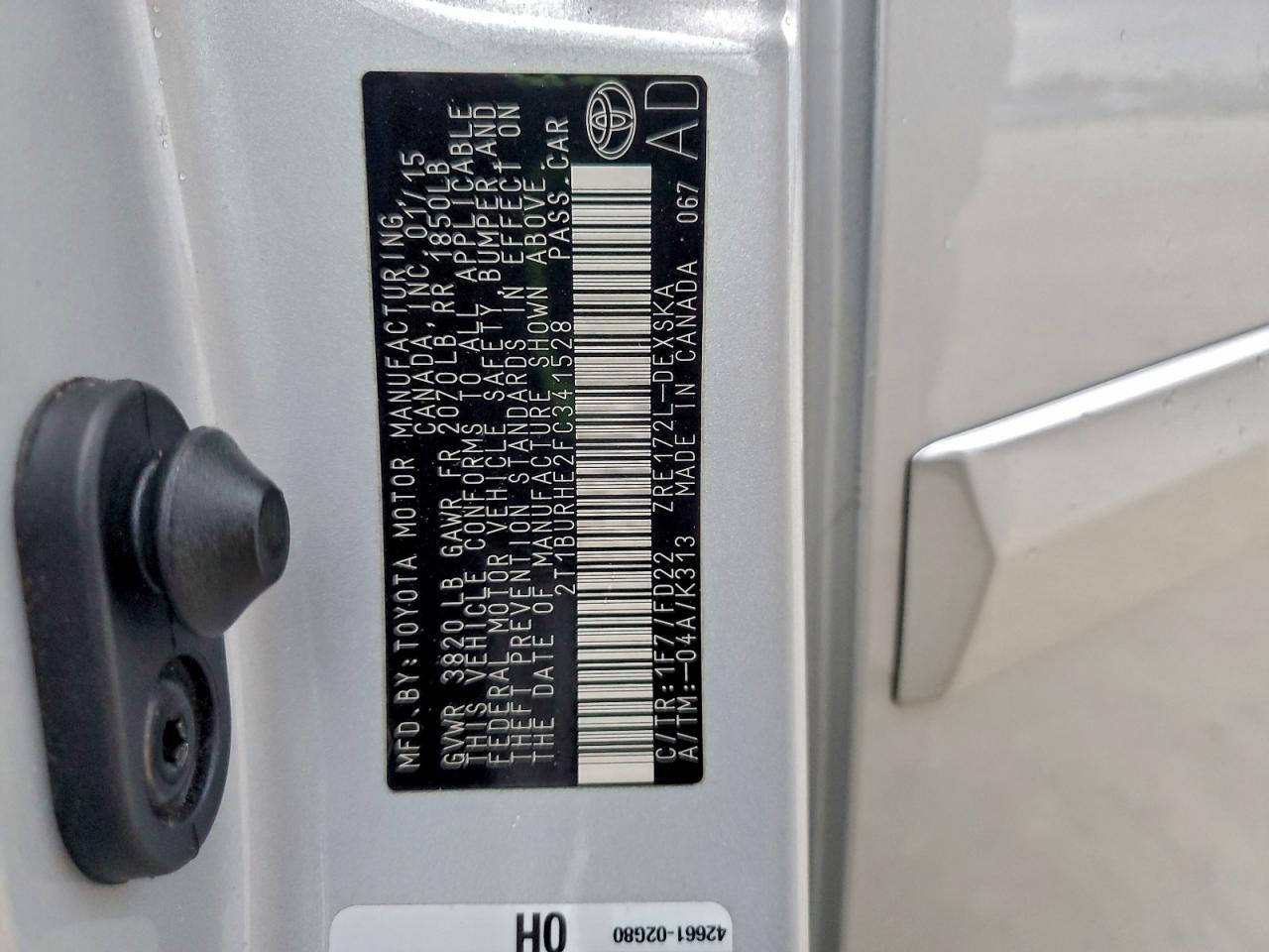 2015 TOYOTA COROLLA