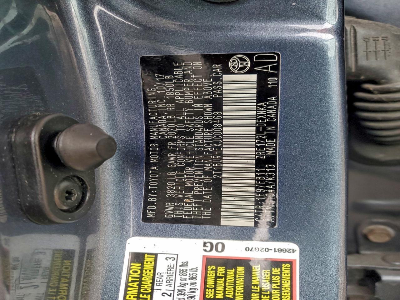 2018 TOYOTA COROLLA