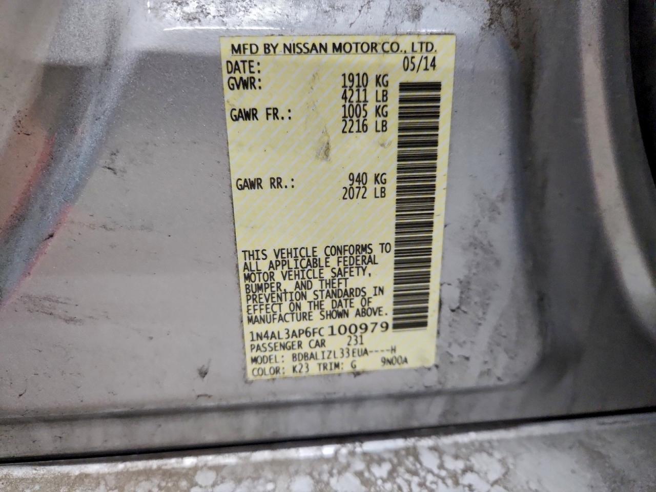 2015 NISSAN ALTIMA