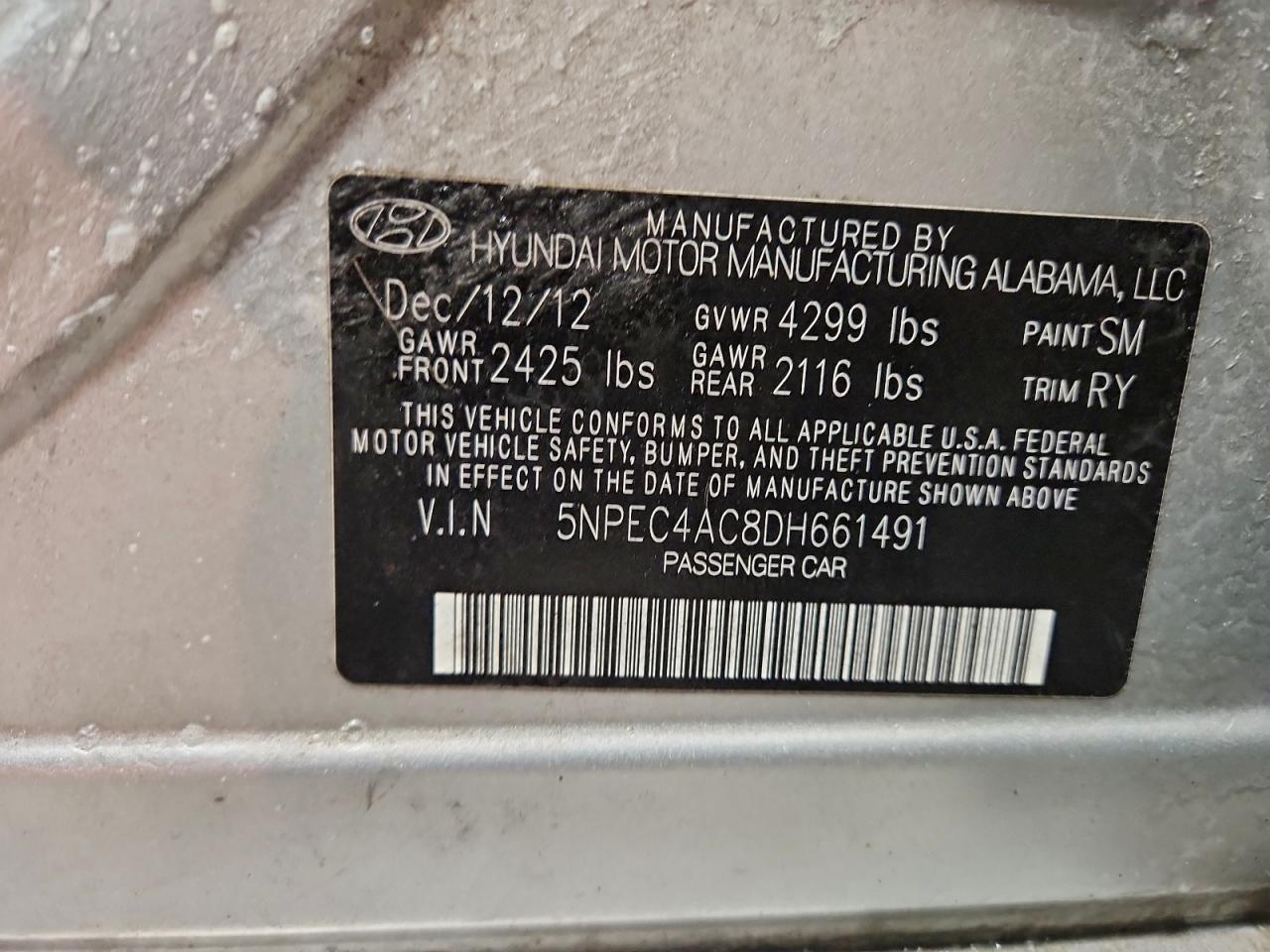2013 HYUNDAI SONATA