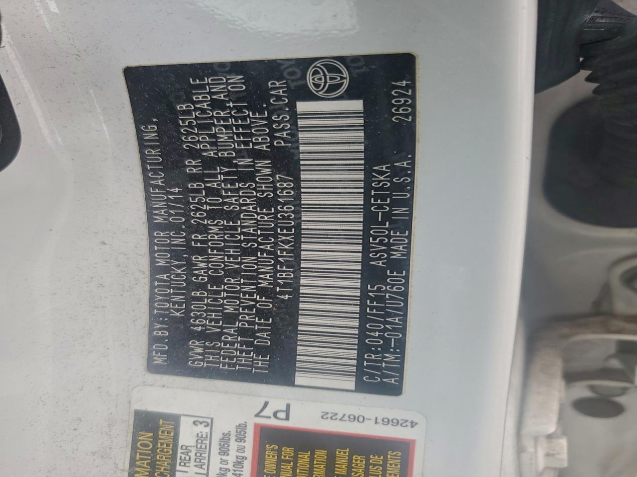 2014 TOYOTA CAMRY