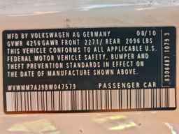 2011 VOLKSWAGEN GOLF