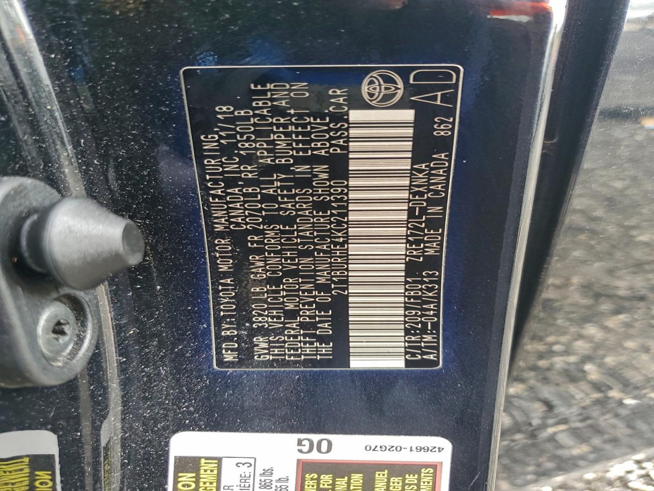 2019 TOYOTA COROLLA