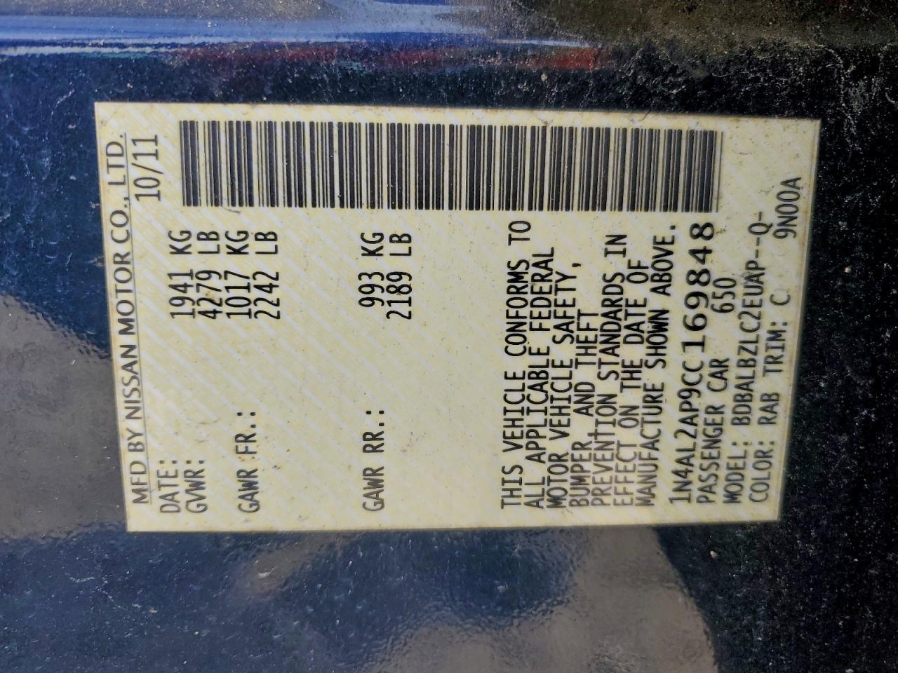 2012 NISSAN ALTIMA