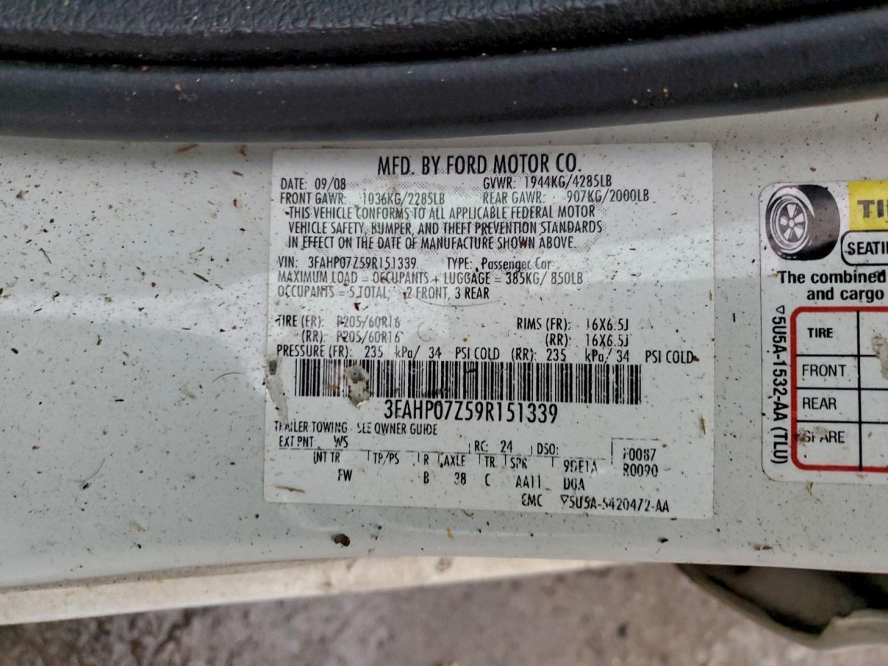 2009 FORD FUSION