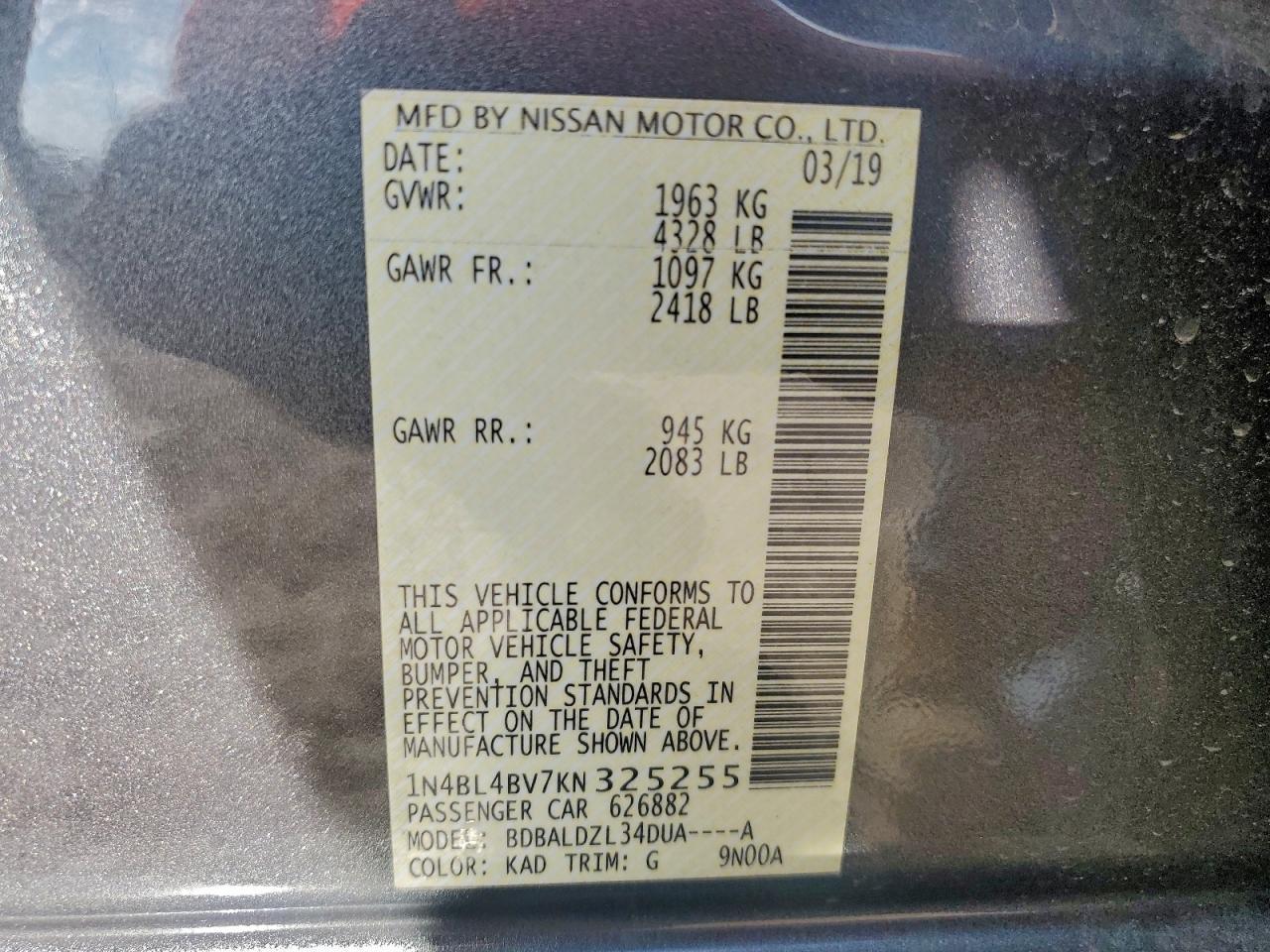 2019 NISSAN ALTIMA