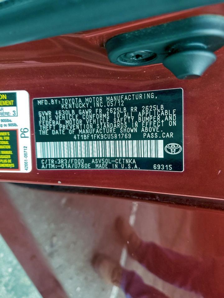 2012 TOYOTA CAMRY