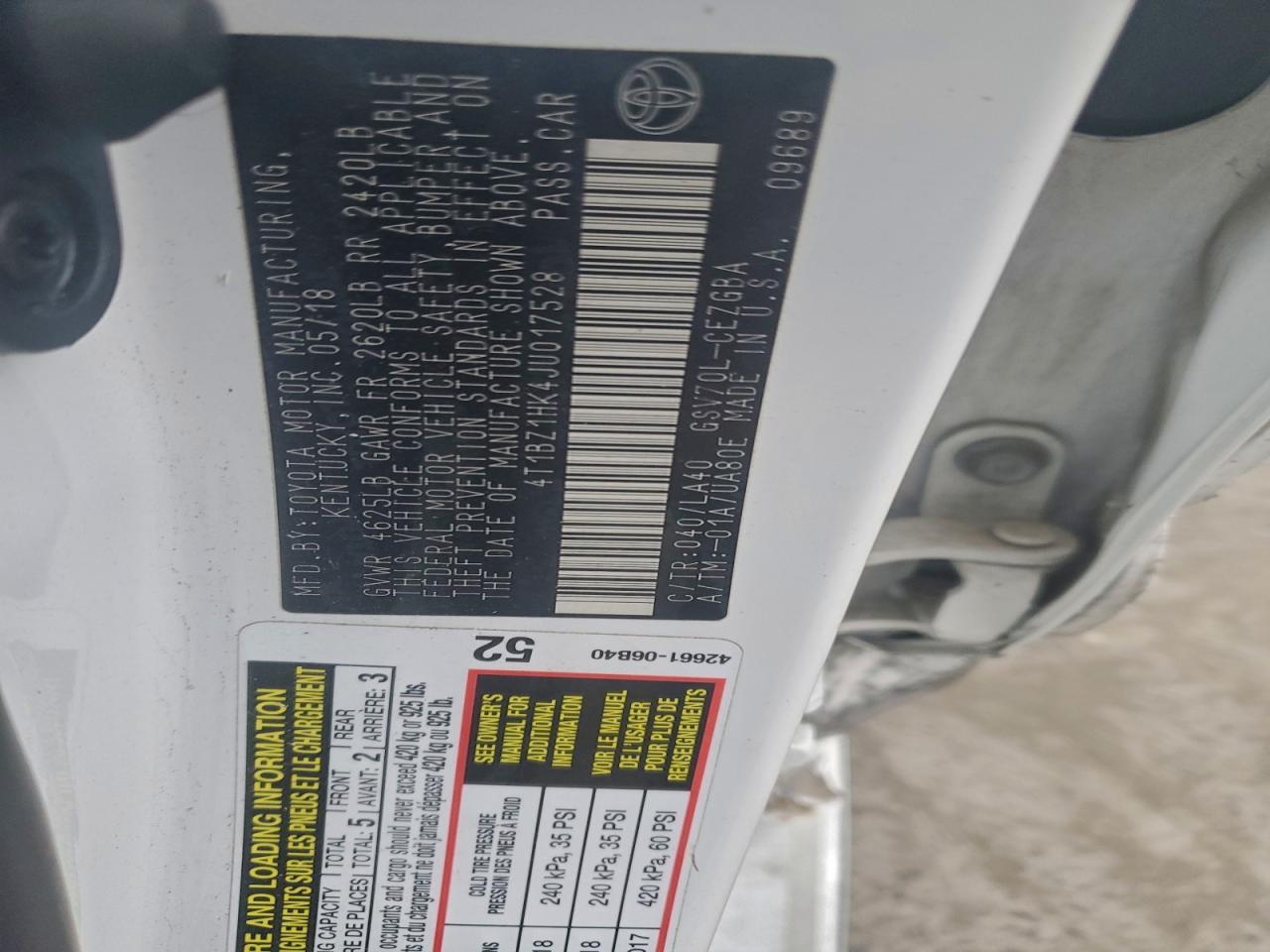 2018 TOYOTA CAMRY